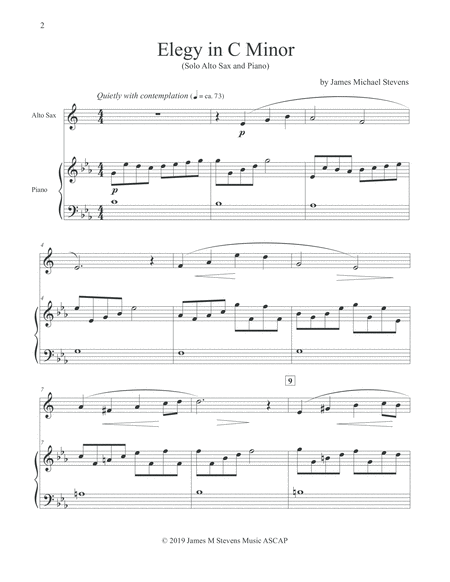 Elegy In C Minor Reflective Alto Sax Piano Page 2