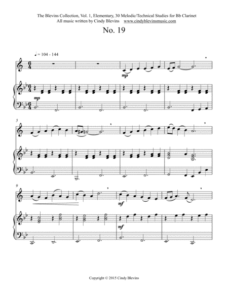 Elementary Clarinet Study 19 From The Blevins Collection Melodic Technical Studies For Bb Clarinet Page 2