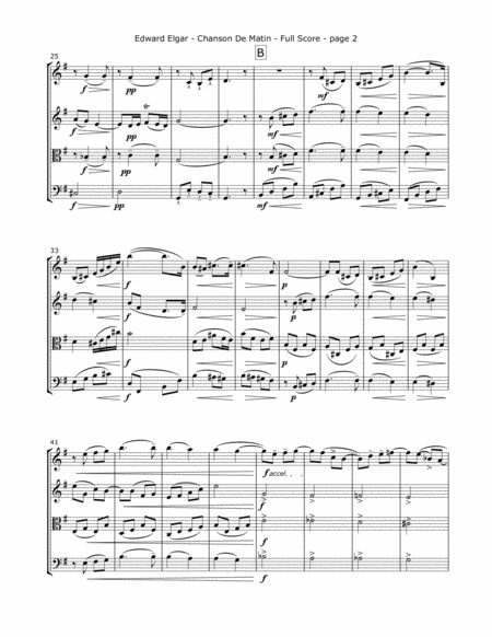 Elgar E Chanson De Matin For String Quartet Page 2