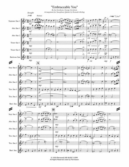 Embraceable You For Saxophone Quintet Sattb Or Aattb Page 2