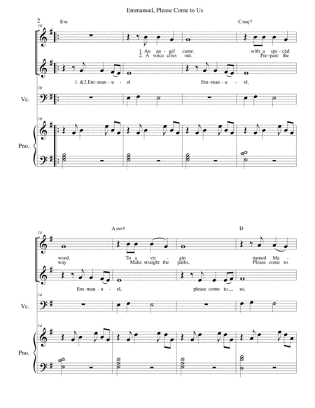 Emmanuel Please Come To Us Vocal Duet Cello Piano Page 2