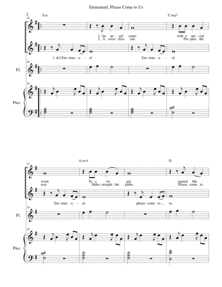 Emmanuel Please Come To Us Vocal Duet Flute Piano Page 2