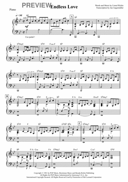 Endless Love Orchestra Voice Score Parts Page 2