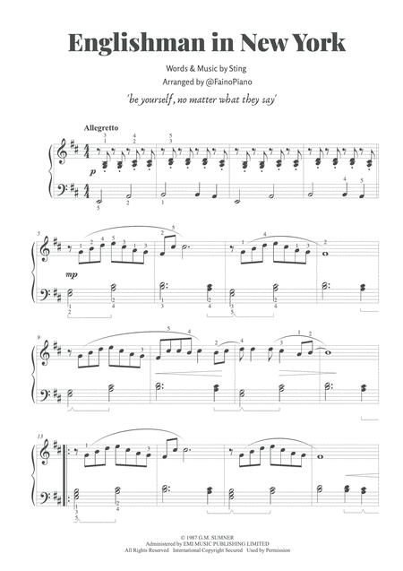 Englishman In New York For Piano Pre Intermediate Level Page 2