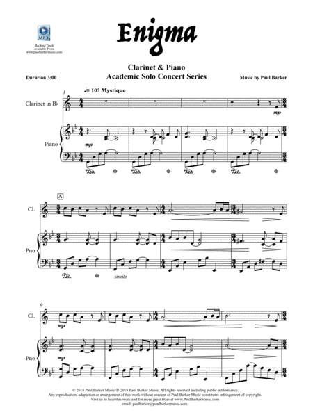 Enigma Clarinet Piano Score Parts Page 2