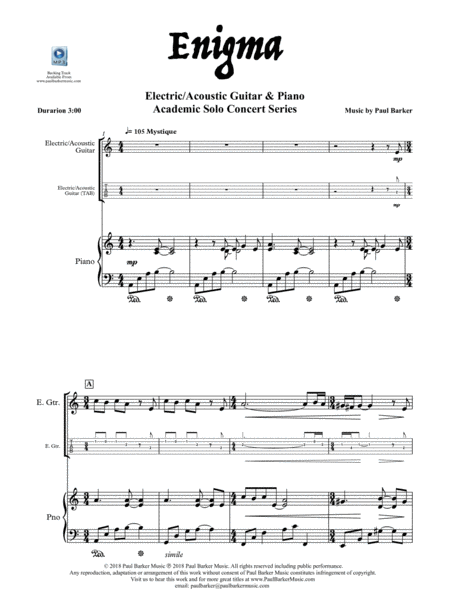 Enigma Electric Guitar Piano Score Parts Page 2