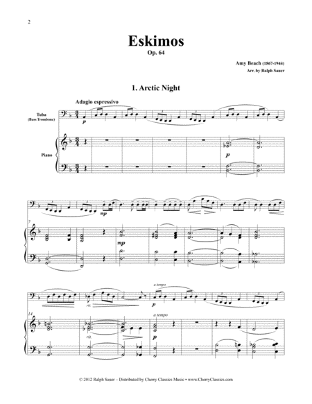 Eskimos Op 64 For Tuba Or Bass Trombone Piano Page 2