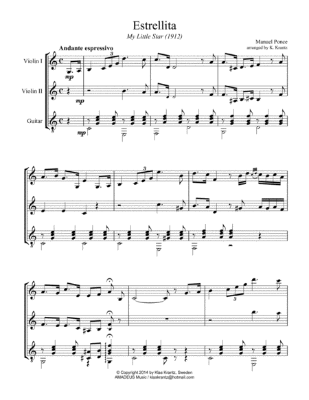 Estrellita My Little Star For Violin Duo And Guitar Page 2