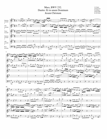 Et In Unum Dominum Jesum Christum From Mass Bwv 232 Arrangement For Recorders Page 2