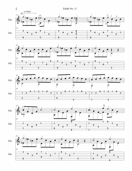 Etude No 11 For Guitar By Neal Fitzpatrick Tablature Edition Page 2