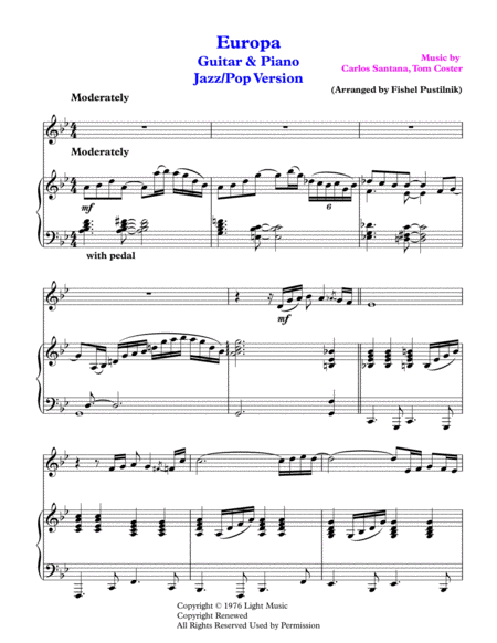 Europa By Santana For Guitar And Piano Video Page 2