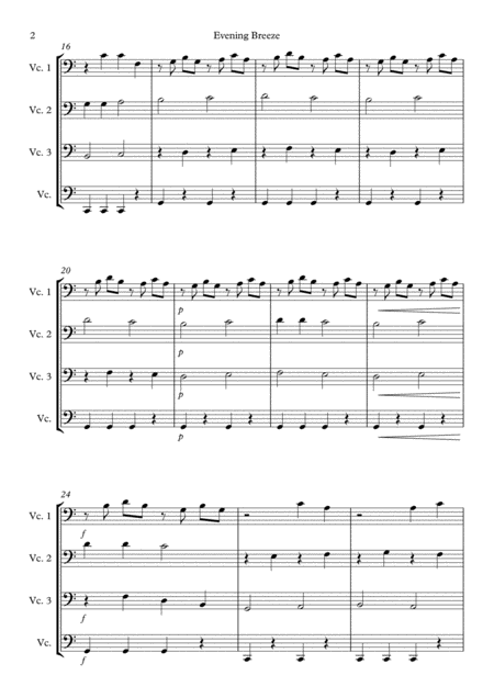 Evening Breeze Cello Quartet Page 2