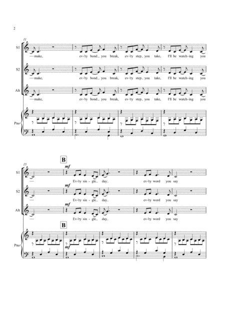 Every Breath You Take Ssa And Piano For Choir Page 2