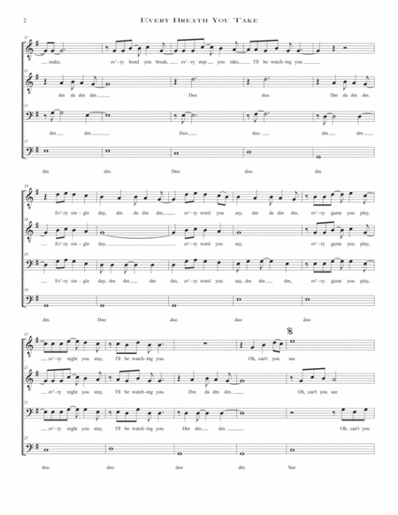 Every Breath You Take The Police For Ttbb A Cappella Quartet Page 2
