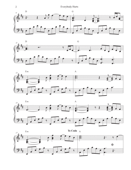 Everybody Hurts R E M Solo Harp Arrangement Page 2