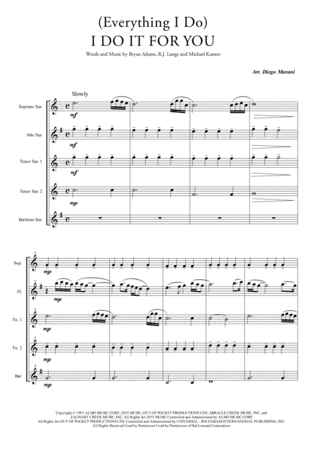 Everything I Do I Do It For You For Saxophone Quintet Page 2