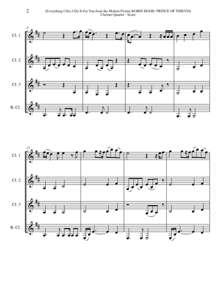Everything I Do I Do It For You From The Motion Picture Robin Hood Prince Of Thieves For Clarinet Quartet Page 2