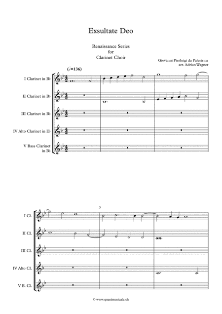 Exsultate Deo Giovanni Pierluigi Da Palestrina Clarinet Choir Arr Adrian Wagner Page 2