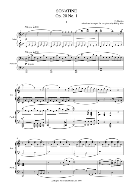 F Kuhlau Sonatine Op 20 No 1 Complete Movements For 2 Pianos Page 2