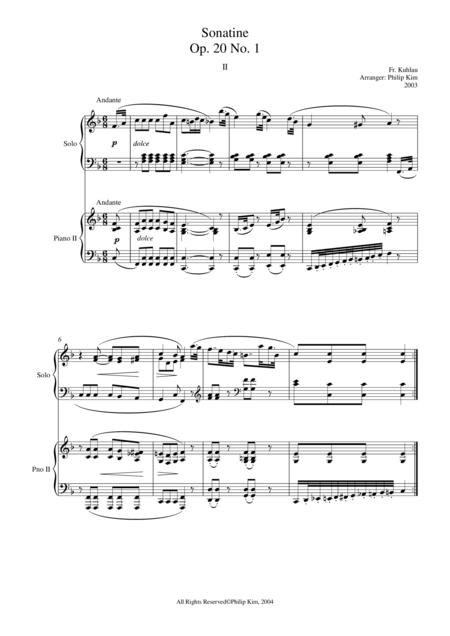 F Kuhlau Sonatine Op 20 No 1 Second Movement For 2 Pianos Page 2