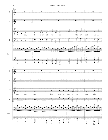 Fairest Lord Jesus For Satb Choir With Piano Accompaniment Page 2