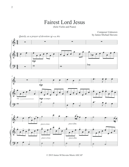 Fairest Lord Jesus Piano Violin Page 2