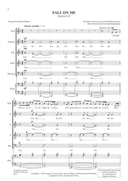 Fall On Me Bocelli Version English Italian Page 2