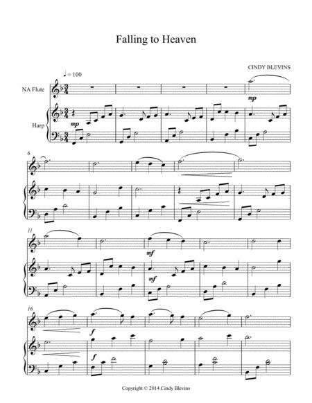 Falling To Heaven Arranged For Harp And Native American Flute From My Book Gentility 24 Original Pieces For Harp And Native American Flute Page 2