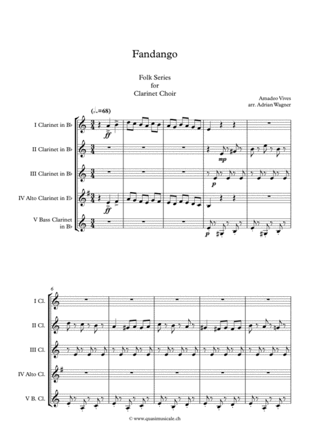 Fandango Amadeo Vives Clarinet Choir Arr Adrian Wagner Page 2