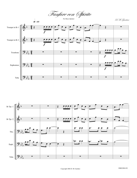 Fanfare Con Spirito For Brass Quintet 2 Bb Trumpets Trombone Euphonium Tuba Page 2