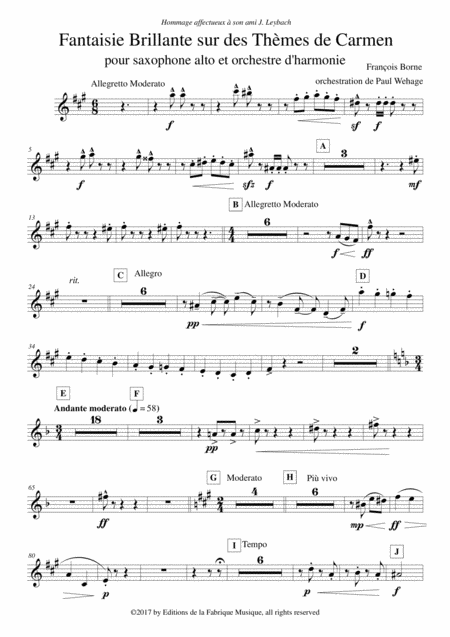 Fantaisie Brillante Sur Des Thmes De Carmen For Alto Saxophone And Concert Band Bb Trumpet 1 Part Page 2