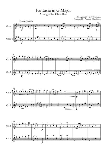 Fantasia In G Major Arranged For Oboe Duet Page 2