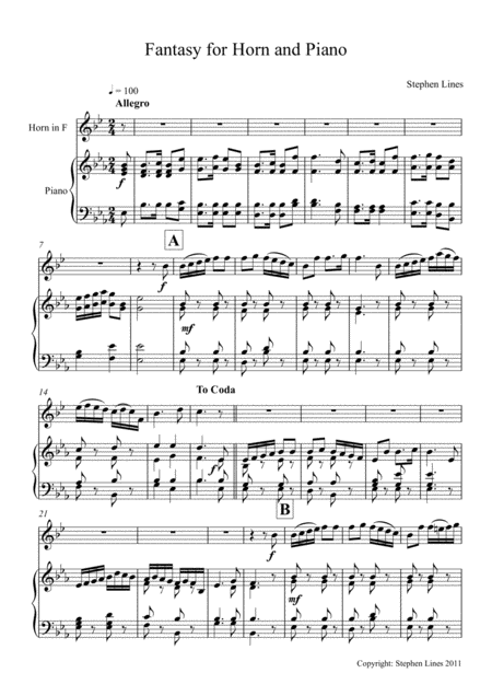 Fantasy For Horn And Piano Page 2