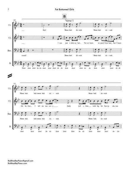Fat Bottomed Girls Ttbb A Cappella Page 2