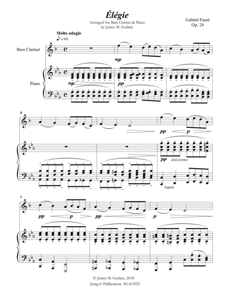 Faur Lgie Op 24 For Bass Clarinet Piano Page 2