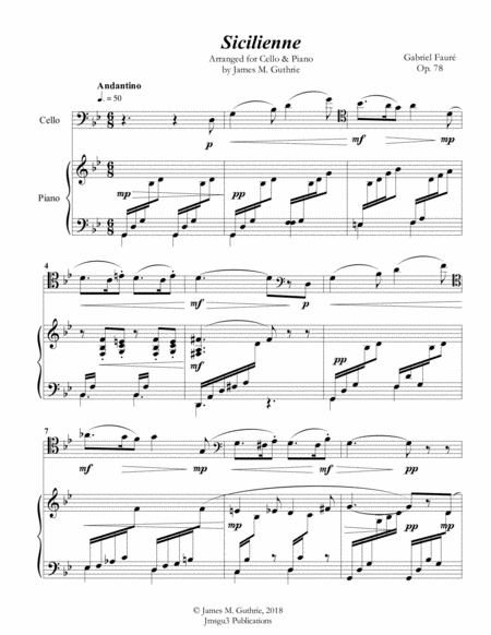 Faur Sicilienne For Cello Piano Page 2