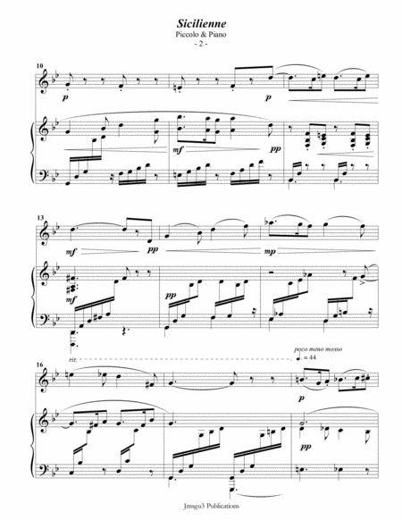 Faur Sicilienne For Piccolo Piano Page 2