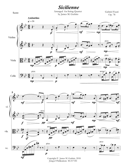 Faur Sicilienne For String Quartet Page 2