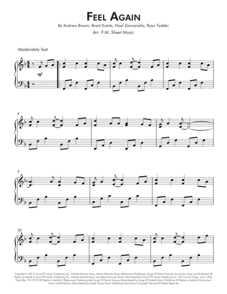 Feel Again Intermediate Piano Page 2