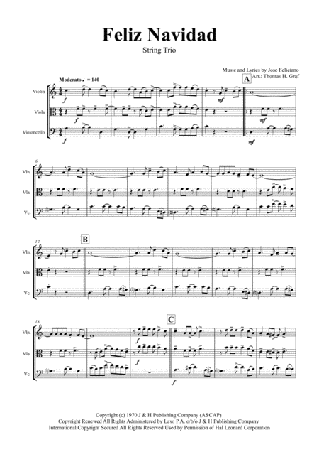 Feliz Navidad Christmas Classic String Trio Page 2