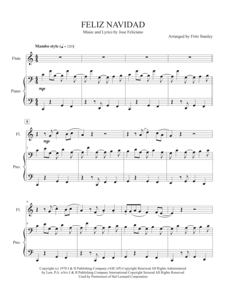 Feliz Navidad Flute Piano Accompaniment Page 2