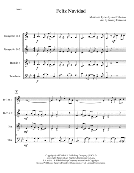 Feliz Navidad For Brass Quartet Page 2