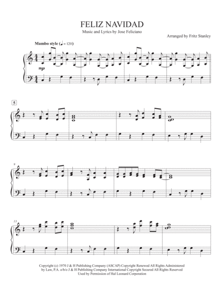 Feliz Navidad Piano Solo Page 2