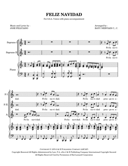 Feliz Navidad Ssa With Piano Accompaniment Page 2