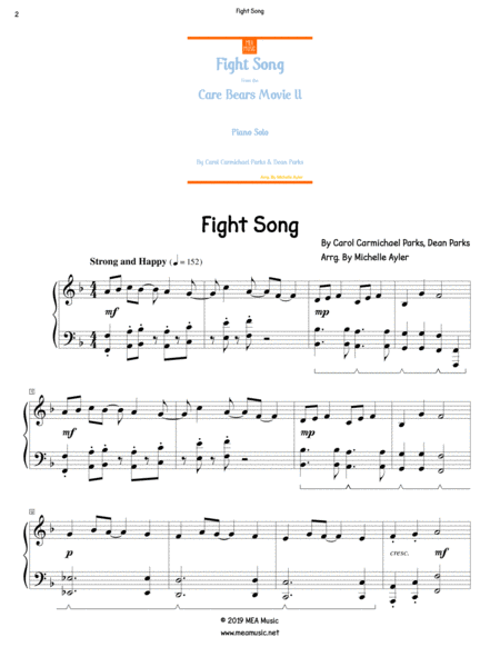 Fight Song From The Care Bears Movie Ii Page 2