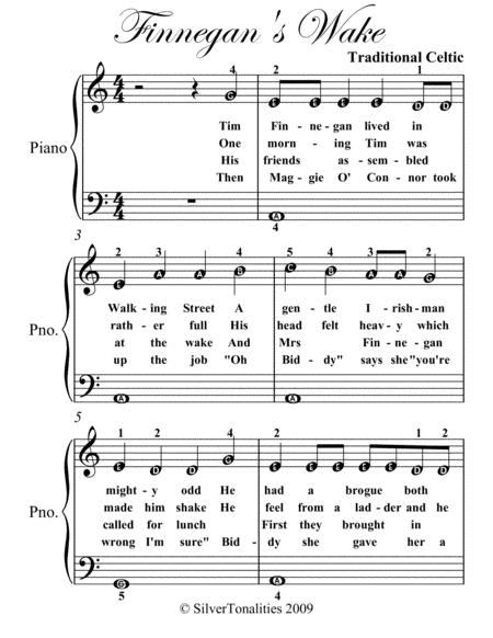 Finnegans Wake Easy Piano Sheet Music Page 2