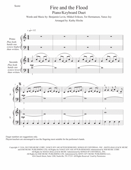 Fire And The Flood Piano Keyboard Duet Page 2