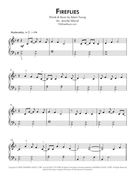 Fireflies Late Beginner Piano Page 2