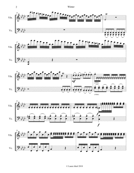 First Movement Of Vivaldis Winter Arranged For Violin And Cello Duet Page 2