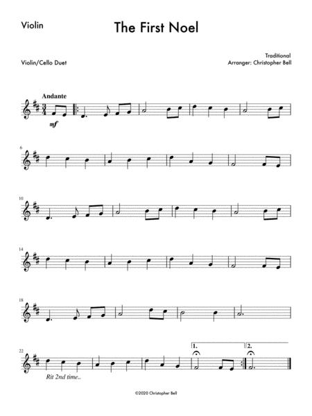 First Noel Easy Violin Cello Duet Page 2